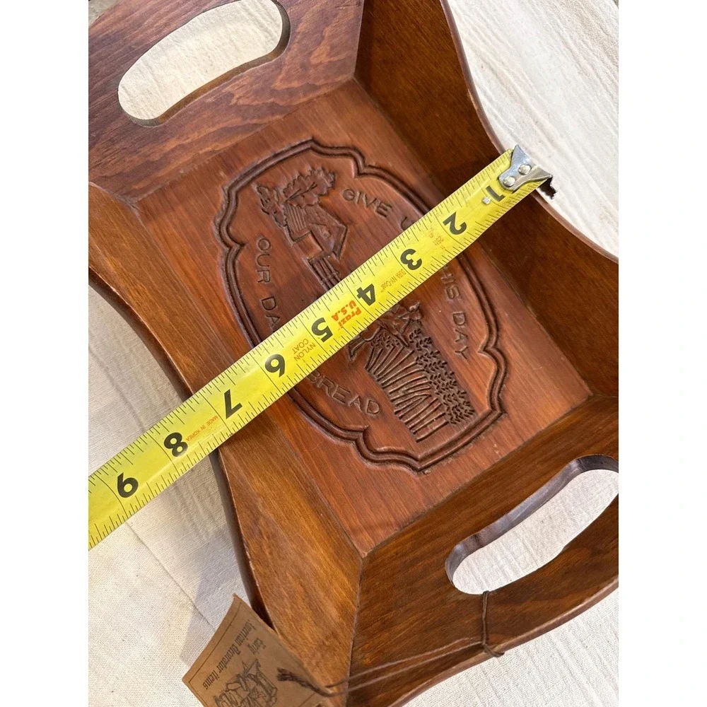 Cape Craftsmen Wood Bread Tray Give Us This Day Our Daily Bread Harvest Carved